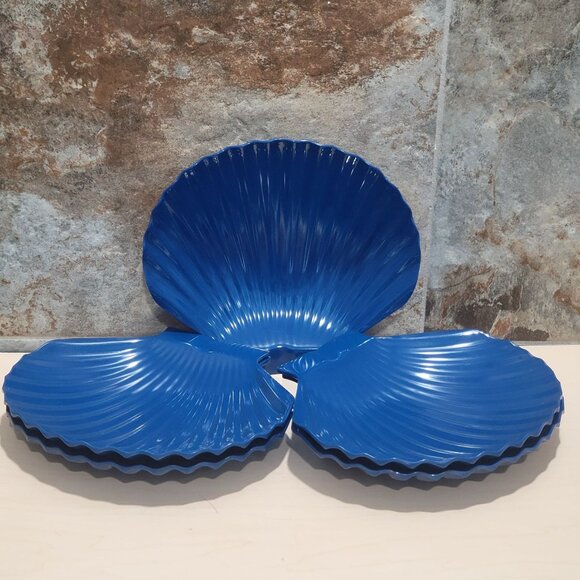 Pier 1 Scalloped Shell Shaped Blue Salad Plates Set of 5 - Picture 8 of 10